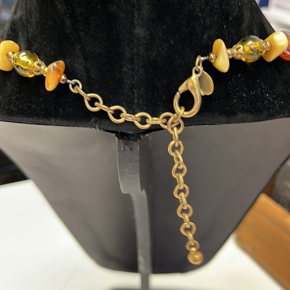 EUC Chico’s gold and glass beaded necklace 16” - 20” - Picture 3 of 4